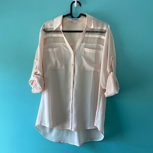 Blush size M Portofino blouse with sheer panels